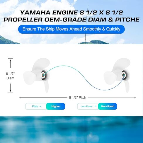 VQPROPs OEM Upgrade 7 1/2 x 7 (9 Spline Tooth) Aluminum Boat Outboard Propeller fit Yamaha Engines 4-6HP OEM Parts No.6E0-45943-01-EL,RH in Kuwait