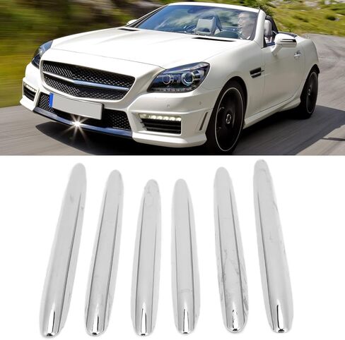 Chrome Car Engine Hood Fit for Vent Grille Cover Trim Parts Replacement for SLK 2011‑2019, Elegant Chrome Plated Exterior Accessories for Car Modification Kit 6pcsSet in Saudi Arabia