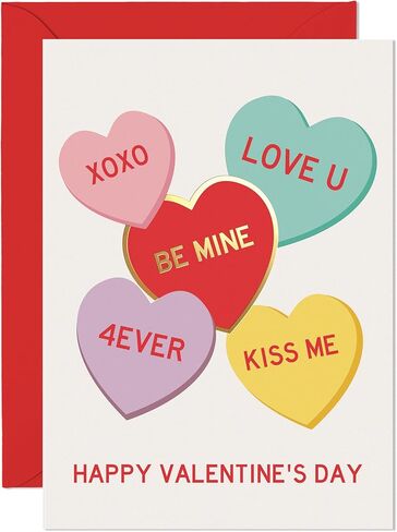 Sweetzer & Orange Be Mine Valentine's Day Card – Gold Foil Candy Hearts 5x7" Card With Red Envelope & Gold Seal – “To The Sweetest Valentine" Message Inside in Kuwait