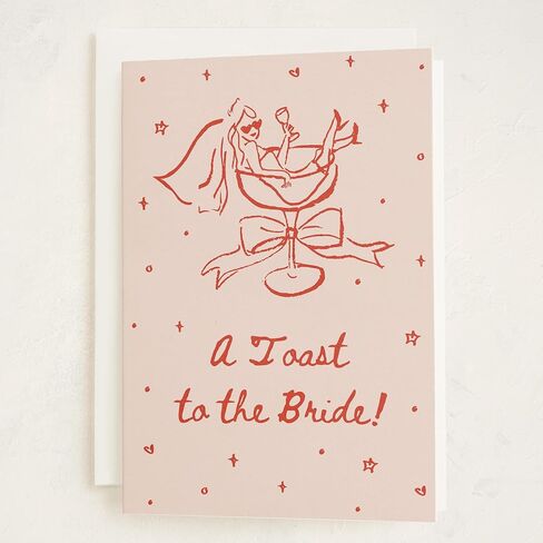 MINTED Cheers to Love Bridal Shower Card Fun Bachelorette Wedding Greeting Playful Bride Illustration Celebration Champagne Coupe Party Engagement Congrats Premium 5x7 Stationery with Envelope Feminine Modern Design in Saudi Arabia