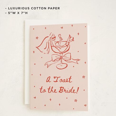 MINTED Cheers to Love Bridal Shower Card Fun Bachelorette Wedding Greeting Playful Bride Illustration Celebration Champagne Coupe Party Engagement Congrats Premium 5x7 Stationery with Envelope Feminine Modern Design in Saudi Arabia