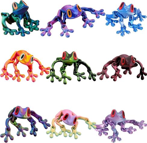 9 قطع ضفدع مغناطيسي مطبوع ثلاثي الأبعاد للثلاجة، ضفادع قفز بلاستيكية لتزيين المنزل والمكتب، مجموعة الضفادع الخضراء مطبوعة ثلاثية الأبعاد in Kuwait