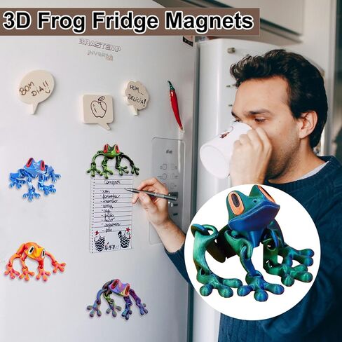 9 قطع ضفدع مغناطيسي مطبوع ثلاثي الأبعاد للثلاجة، ضفادع قفز بلاستيكية لتزيين المنزل والمكتب، مجموعة الضفادع الخضراء مطبوعة ثلاثية الأبعاد in Kuwait