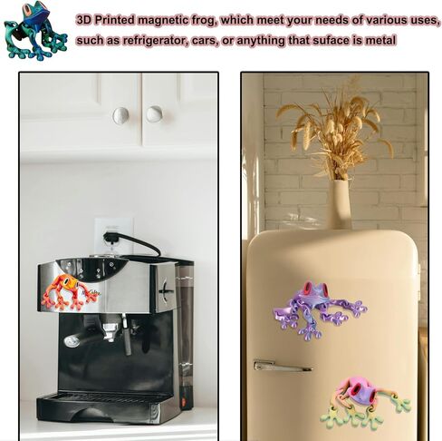 9 قطع ضفدع مغناطيسي مطبوع ثلاثي الأبعاد للثلاجة، ضفادع قفز بلاستيكية لتزيين المنزل والمكتب، مجموعة الضفادع الخضراء مطبوعة ثلاثية الأبعاد in Kuwait