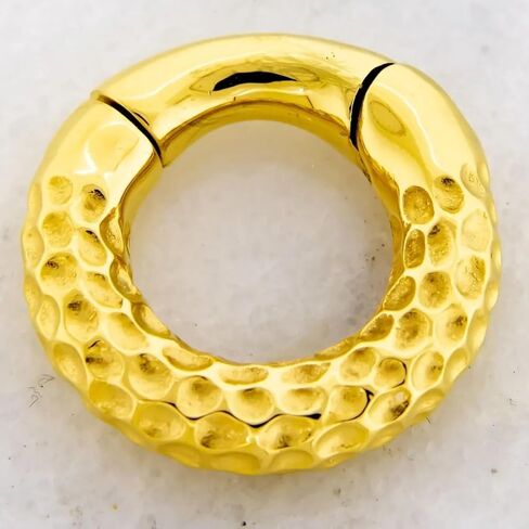 6GA 316L Stainless Steel Hammered Texture Hinged Clicker Ring for Stretched Piercings in Saudi Arabia
