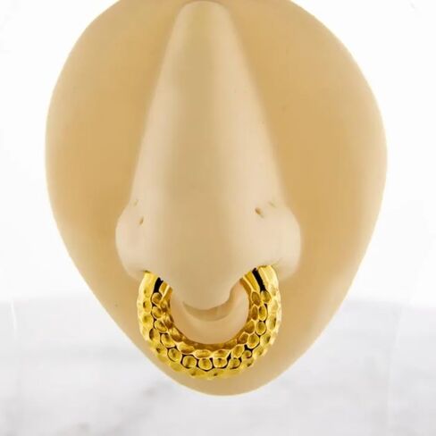 6GA 316L Stainless Steel Hammered Texture Hinged Clicker Ring for Stretched Piercings in Saudi Arabia