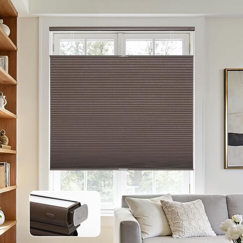Joydeco No Tools No Drill Blinds for Indoor Windows, Cordless Window Blinds Cellular Shades Top Down Bottom Up Blackout Honeycomb Blinds Thermal Insulated Noise Reduction (White, 72" W x 96" H) in Saudi Arabia