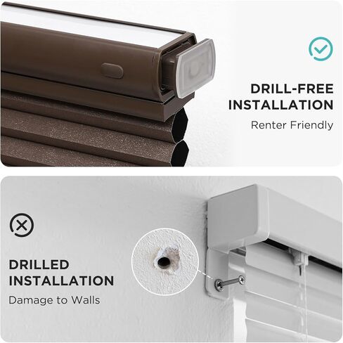 Joydeco No Tools No Drill Blinds for Indoor Windows, Cordless Window Blinds Cellular Shades Top Down Bottom Up Blackout Honeycomb Blinds Thermal Insulated Noise Reduction (White, 72" W x 96" H) in Saudi Arabia