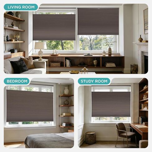 Joydeco No Tools No Drill Blinds for Indoor Windows, Cordless Window Blinds Cellular Shades Top Down Bottom Up Blackout Honeycomb Blinds Thermal Insulated Noise Reduction (White, 72" W x 96" H) in Saudi Arabia