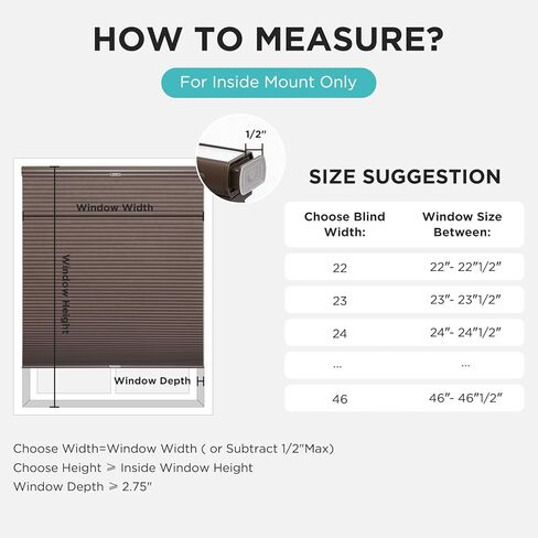 Joydeco No Tools No Drill Blinds for Indoor Windows, Cordless Window Blinds Cellular Shades Top Down Bottom Up Blackout Honeycomb Blinds Thermal Insulated Noise Reduction (White, 72" W x 96" H) in Saudi Arabia