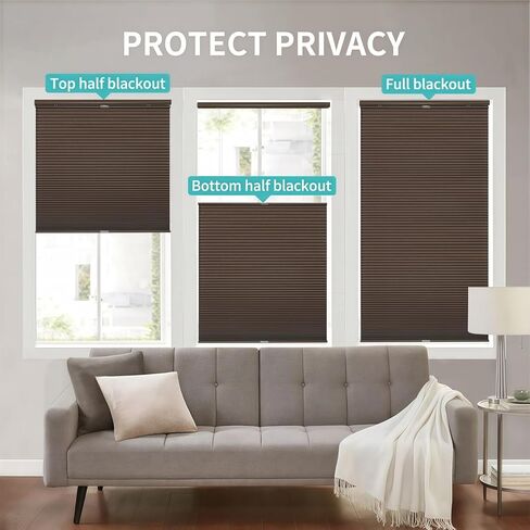 Joydeco No Tools No Drill Blinds for Indoor Windows, Cordless Window Blinds Cellular Shades Top Down Bottom Up Blackout Honeycomb Blinds Thermal Insulated Noise Reduction (White, 72" W x 96" H) in Saudi Arabia