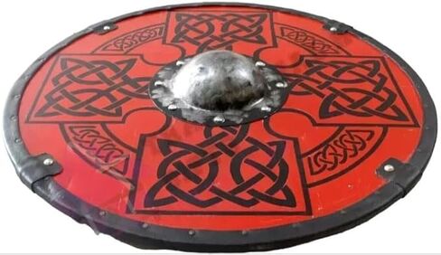 24'' Viking Shield Handcrafted Norse Medieval Wooden Shield with Celtic Carvings Historical Replica for Cosplay, LARP, Reenactment and Wall Decor in Saudi Arabia