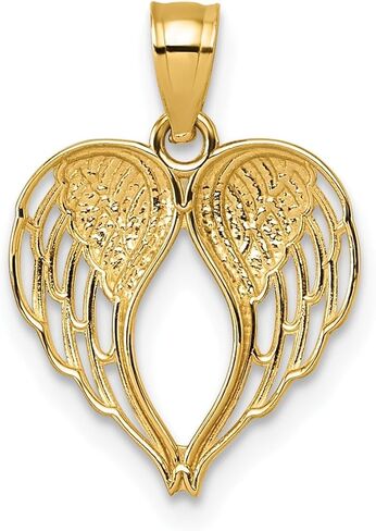 Jewelry Affairs 14k Yellow Gold Angel Wings Heart Pendant, 19x13mm in Saudi Arabia