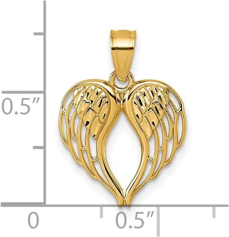 Jewelry Affairs 14k Yellow Gold Angel Wings Heart Pendant, 19x13mm in Saudi Arabia