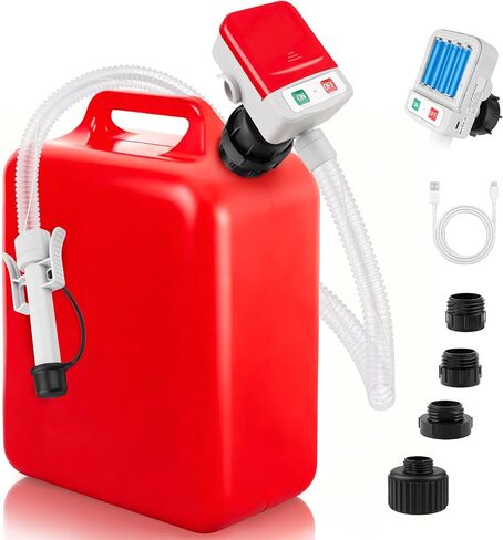 مضخة نقل الوقود ذات الإيقاف التلقائي، مضخة غاز محمولة تعمل بالبطارية/USB، تدفق 3.2GPM، خرطوم 51 بوصة و4 محولات للبنزين والديزل والزيت in Kuwait