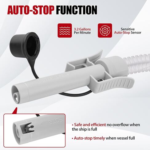 مضخة نقل الوقود ذات الإيقاف التلقائي، مضخة غاز محمولة تعمل بالبطارية/USB، تدفق 3.2GPM، خرطوم 51 بوصة و4 محولات للبنزين والديزل والزيت in Kuwait