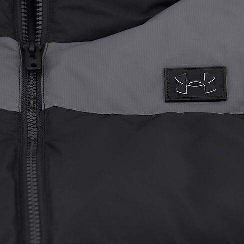 سترة منتفخة بغطاء للرأس للأولاد من Under Armour، مقاومة للرياح وطاردة للماء، أسود، YXL in Saudi Arabia