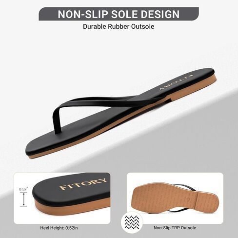 FITORY Women's Square Toe Flip Flops Comfortable Flat Thong Sandals | Memory Foam Insole,Casual Dressy Slides,Durable Non-slip Outsole,Vegan Leather,Summer Beach Indoor Outdoor Wear in Saudi Arabia