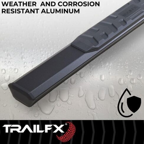 قضبان TrailFX Nerf لعام 2019-2025 شيفروليه سيلفرادو 1500 كابينة مزدوجة من التيتانيوم الأسود المطلي بمسحوق الألومنيوم 4.5 بوصة خطوات جانبية سداسية مع وسادات خطوة مجموعة تثبيت لوحة الروك من لوحتي تشغيل in Saudi Arabia