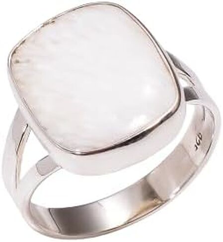 Natural Raw Scolecite Gemstone 925 Sterling Silver White Stone Handmade Statement Stacking Boho Ring Jewelry Gift for Her in Kuwait
