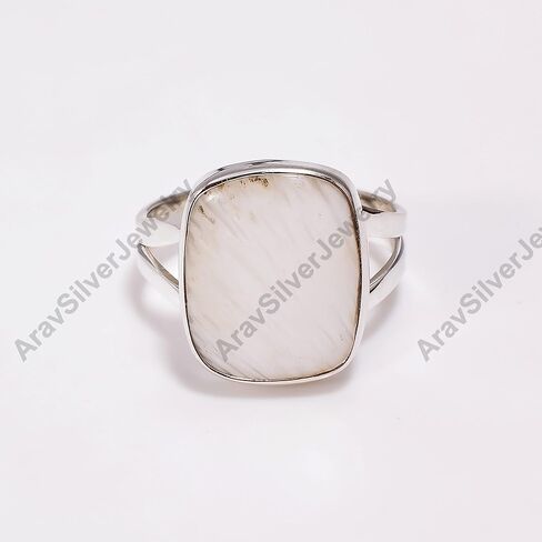 Natural Raw Scolecite Gemstone 925 Sterling Silver White Stone Handmade Statement Stacking Boho Ring Jewelry Gift for Her in Kuwait