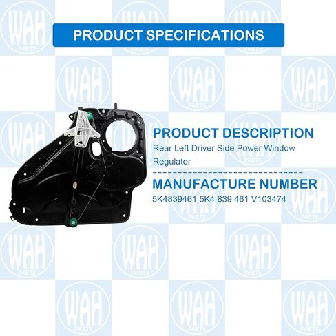 Rear Left Driver Side Power Window Regulator Compatible with 2010 2011 2012 2013 2014 Volkswagen Golf GTI 2.0L 2.5L 5K4839461 in Kuwait