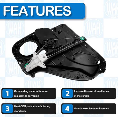 Rear Left Driver Side Power Window Regulator Compatible with 2010 2011 2012 2013 2014 Volkswagen Golf GTI 2.0L 2.5L 5K4839461 in Kuwait