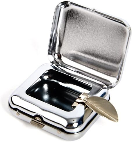 Mini Pocket Ashtray Windproof Ashtray with Lid, Stainless Steel Car Ash Tray for Compact Cigarette Snuffers, Indoor/Outdoor, 2.36 Inch, Silver in Saudi Arabia
