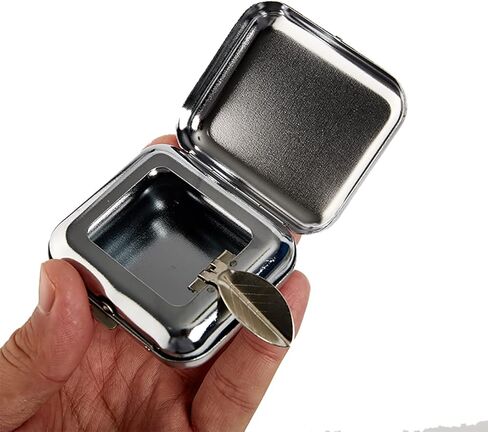 Mini Pocket Ashtray Windproof Ashtray with Lid, Stainless Steel Car Ash Tray for Compact Cigarette Snuffers, Indoor/Outdoor, 2.36 Inch, Silver in Saudi Arabia