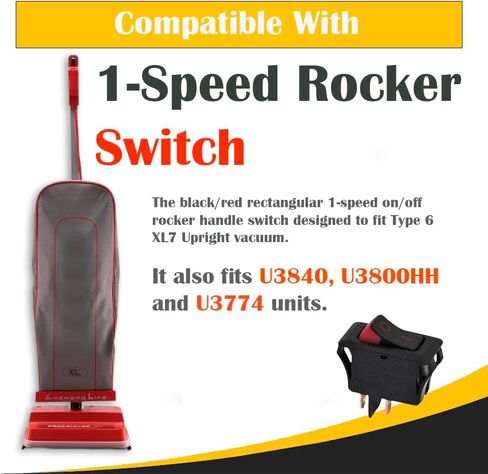 Replacement For Oreck XL7 Type 6 On/Off Rocker Handle Switch – Black/Red 1-Speed Switch – Fits U3840, U3800HH, U3774, DS1700, XL2000/U2000, Replaces Part # 430000914, O-7555901 (3PK) in Saudi Arabia