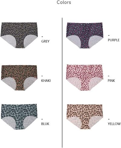 Women Seamless Hipster Underwear 6 PCS,Seamless Breathable Ladies Panties, Seamless Leopard Print LowRise Women's Panties in Saudi Arabia