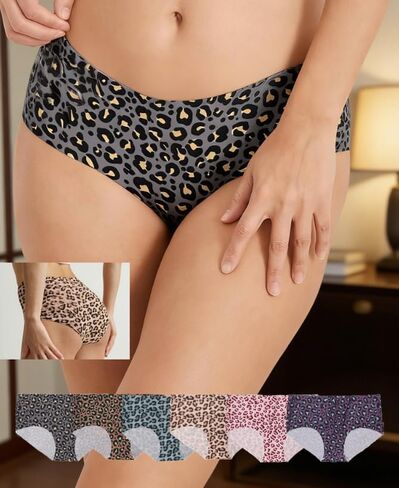 Women Seamless Hipster Underwear 6 PCS,Seamless Breathable Ladies Panties, Seamless Leopard Print LowRise Women's Panties in Saudi Arabia