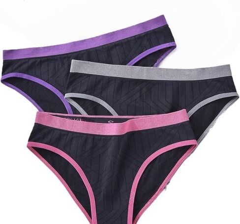 5PCS Women's Seamless Low-Rise Color Block Bikini Briefs, Fashion Ladies Underwear with Cotton Crotch(Large) in Saudi Arabia