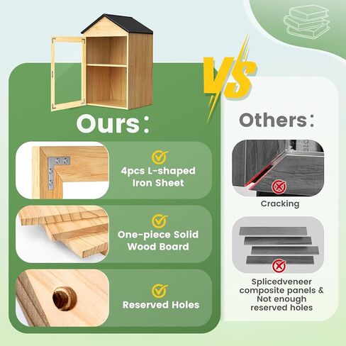 Outdoor Library Book Box Storage, 2 Tier Waterproof Solid Wood Cabinet for DIY, Community & School Sharing – Weatherproof Neighborhood Book Exchange for Literature, Magazines & Newspapers in Kuwait