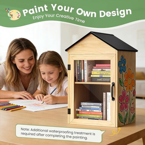 Outdoor Library Book Box Storage, 2 Tier Waterproof Solid Wood Cabinet for DIY, Community & School Sharing – Weatherproof Neighborhood Book Exchange for Literature, Magazines & Newspapers in Kuwait