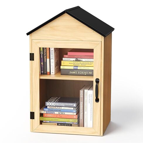 Outdoor Library Book Box Storage, 2 Tier Waterproof Solid Wood Cabinet for DIY, Community & School Sharing – Weatherproof Neighborhood Book Exchange for Literature, Magazines & Newspapers in Kuwait