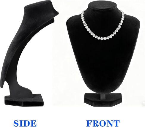 TENINYU Professional 3D Necklace Display Stand, Black Velvet Jewelry Bust Holder, 9.6 Inch Chain Organizer Tower for Home Display (Black) in Saudi Arabia