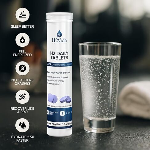 أقراص ماء الهيدروجين - مكمل المغنيسيوم للطاقة والتخلص من السموم والترطيب والتركيز - معزز الطاقة - عبوة واحدة بنكهة التوت 20 قرصًا in Kuwait
