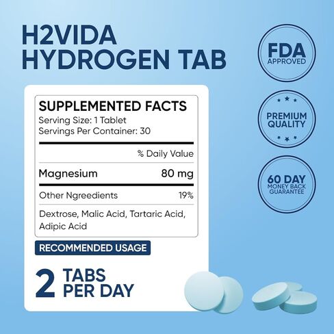 أقراص ماء الهيدروجين - مكمل المغنيسيوم للطاقة والتخلص من السموم والترطيب والتركيز - معزز الطاقة - عبوة واحدة بنكهة التوت 20 قرصًا in Kuwait