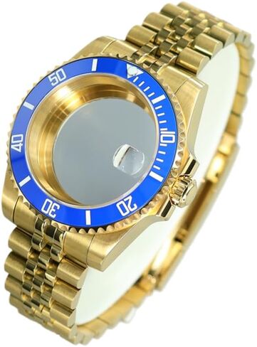 40mm Gold SUB Diver Steel Watch Case with Sapphire Crystal Glass for NH35/34/36 Miyota8215 ETA2824 Movement in Kuwait