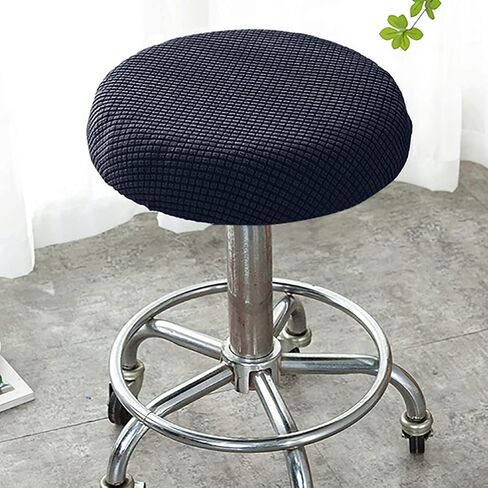 Round Stool Cover 11-14 Inch Elastic Bar Stool Covers Soft High Elasticity Easy Clean Comfortable 1PC Dark Blue in Saudi Arabia