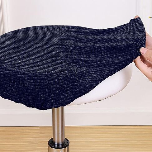 Round Stool Cover 11-14 Inch Elastic Bar Stool Covers Soft High Elasticity Easy Clean Comfortable 1PC Dark Blue in Saudi Arabia