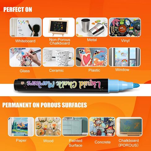 اقلام طلاء اكريليك، قلم ماركر طلاء للرسم على الصخور، 18 لون، اقلام تحديد اكريليك دائمة بطرف دقيق مثالي للحرف اليدوية والزجاج والقماش والسيراميك وغيرها in Kuwait