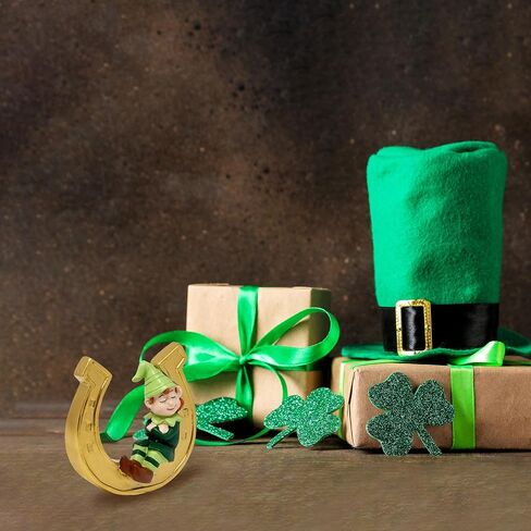 Gift Boutique St. Patrick’s Day Leprechaun on Golden Horseshoe Figurine – Resin Irish Decoration, Lucky Charm Ornament for Home, Office & Holiday Decor in Saudi Arabia
