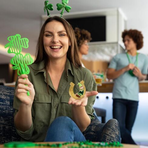Gift Boutique St. Patrick’s Day Leprechaun on Golden Horseshoe Figurine – Resin Irish Decoration, Lucky Charm Ornament for Home, Office & Holiday Decor in Saudi Arabia