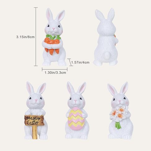 زينة عيد الفصح من ميتيامور، 4 قطع أرنب مع جزر بيض لديكور عيد الفصح، تماثيل راتنج ريفية لمنزل المزرعة، زخارف أرنب داخلية للمنزل، والطاولات، وصينية متدرجة، وعباءة in Kuwait