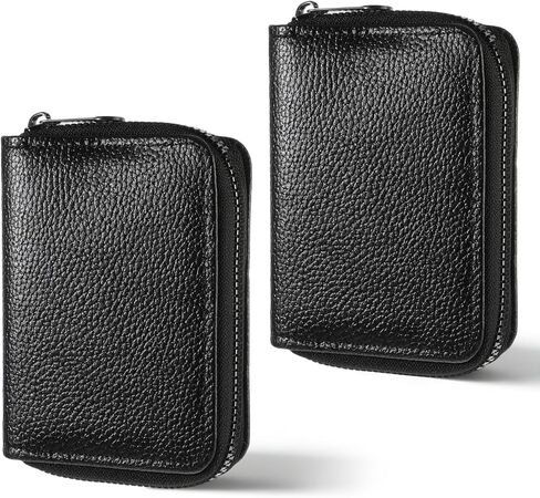 2 PCS Credit Card Holder for Women Credit Card Protector Wallet Faux Leather Zipper Wallet for Women Men Organizer Id Cards Bank Cards (Black) in Saudi Arabia