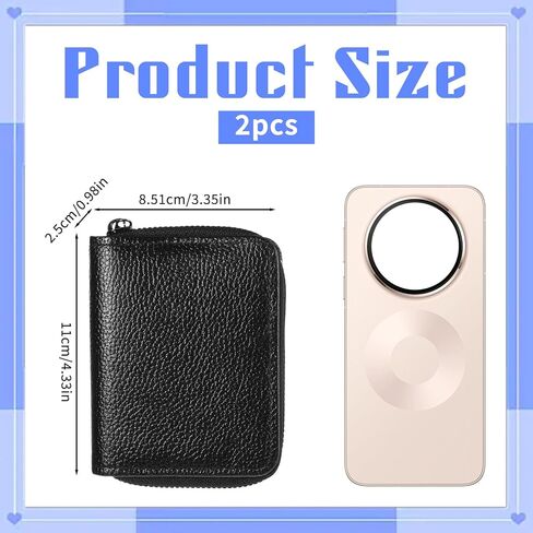 2 PCS Credit Card Holder for Women Credit Card Protector Wallet Faux Leather Zipper Wallet for Women Men Organizer Id Cards Bank Cards (Black) in Saudi Arabia