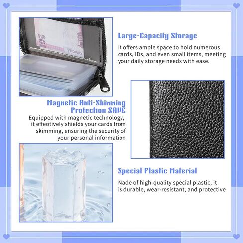 2 PCS Credit Card Holder for Women Credit Card Protector Wallet Faux Leather Zipper Wallet for Women Men Organizer Id Cards Bank Cards (Black) in Saudi Arabia