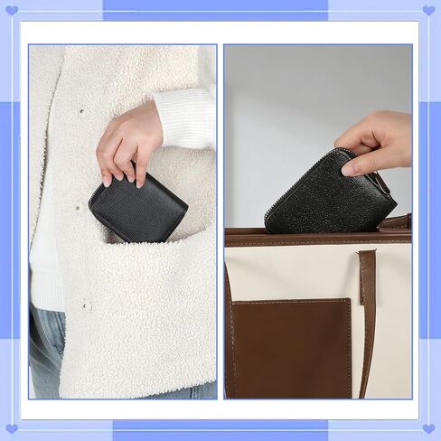 2 PCS Credit Card Holder for Women Credit Card Protector Wallet Faux Leather Zipper Wallet for Women Men Organizer Id Cards Bank Cards (Black) in Saudi Arabia
